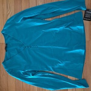 Boston Proper Teal Fitted Buttoned Blouse